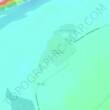 Топографическая карта Славино, высота, рельеф