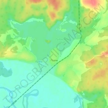 Топографическая карта Пудем, высота, рельеф
