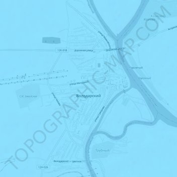 Топографическая карта Володарский, высота, рельеф
