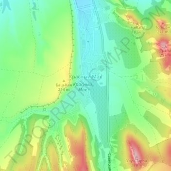 Топографическая карта Красный Мак, высота, рельеф