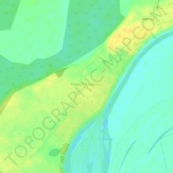 Топографическая карта Новый Каинлык, высота, рельеф