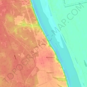 Топографическая карта Рвачи, высота, рельеф