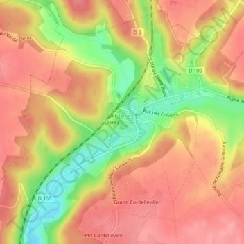 Топографическая карта Enclos des grues de Mandchourie, высота, рельеф