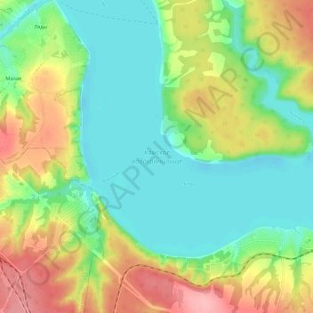Топографическая карта Камское водохранилище, высота, рельеф