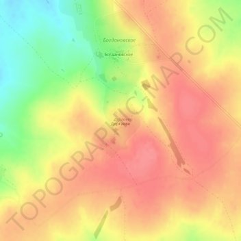 Топографическая карта Дергаево, высота, рельеф