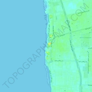 Топографическая карта ROSHN Waterfront, высота, рельеф