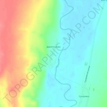 Топографическая карта Давлеткулово, высота, рельеф