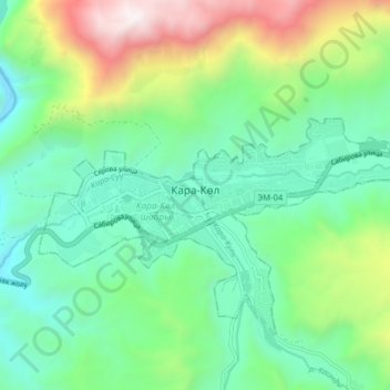 Топографическая карта Кара-Куль, высота, рельеф