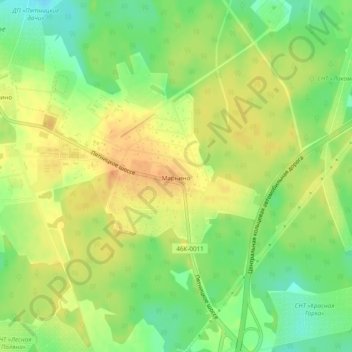 Топографическая карта Марьино, высота, рельеф