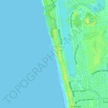 Топографическая карта Tennyson Beach, высота, рельеф