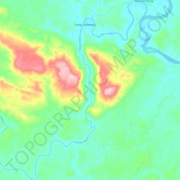 Топографическая карта Sungai Ratah, высота, рельеф