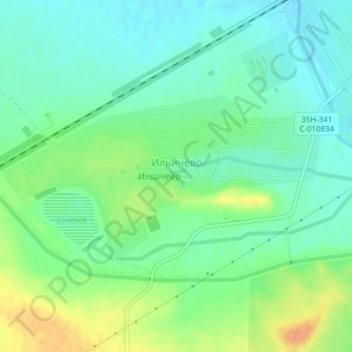 Топографическая карта Ильичёво, высота, рельеф