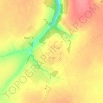 Топографическая карта Муша, высота, рельеф