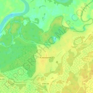 Топографическая карта Клюквинка, высота, рельеф