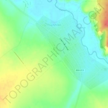 Топографическая карта Подлубово, высота, рельеф