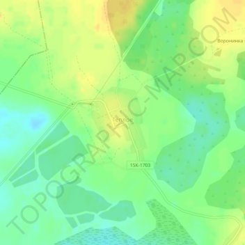 Топографическая карта Тёплое, высота, рельеф