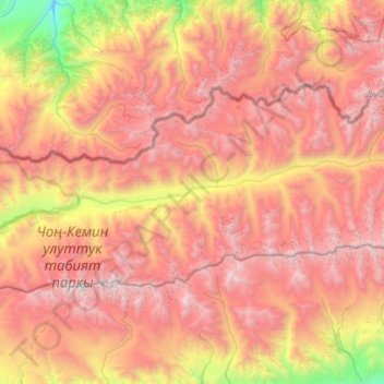 Топографическая карта Чон-Кемин, высота, рельеф