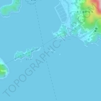 Топографическая карта 三ツ子島, высота, рельеф