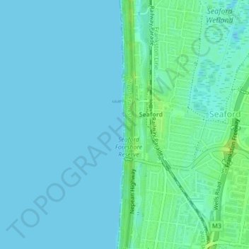 Топографическая карта Seaford Beach, высота, рельеф