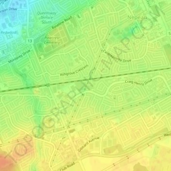 Топографическая карта Craig Henry Park, высота, рельеф