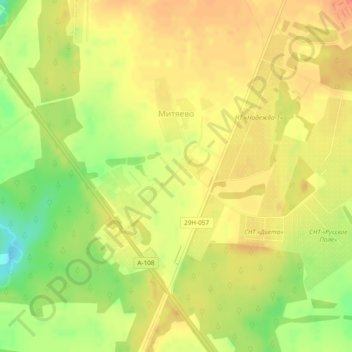 Топографическая карта Митяево, высота, рельеф