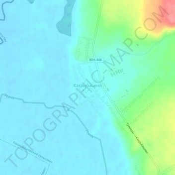 Топографическая карта Какрыбашево, высота, рельеф