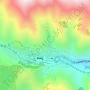 Топографическая карта Каджаран, высота, рельеф