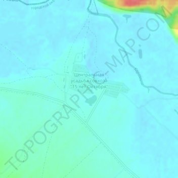 Топографическая карта Центральная усадьба совхоза "15 лет Октября", высота, рельеф