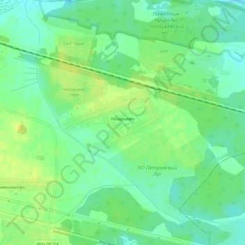 Топографическая карта Назарьево, высота, рельеф