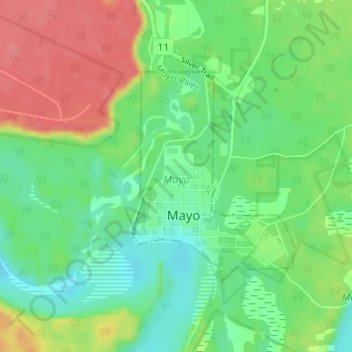 Топографическая карта Mayo, высота, рельеф