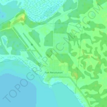 Топографическая карта Fort Resolution, высота, рельеф