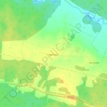 Топографическая карта Мериново, высота, рельеф