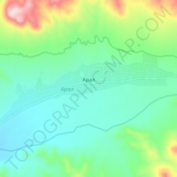 Топографическая карта Арал, высота, рельеф