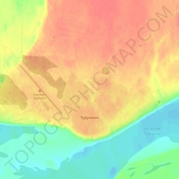 Топографическая карта Туруханск, высота, рельеф