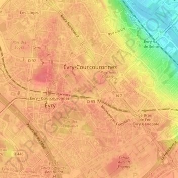 Топографическая карта Parc Henri Fabre, высота, рельеф