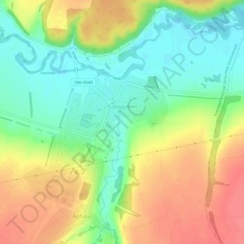 Топографическая карта Карадуван, высота, рельеф