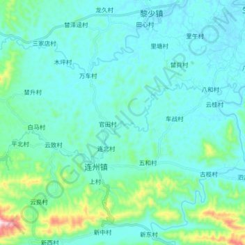 Топографическая карта 连州河, высота, рельеф