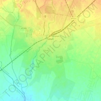 Топографическая карта Узун, высота, рельеф
