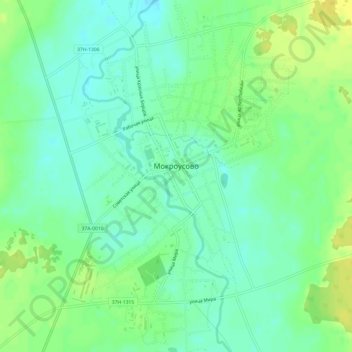 Топографическая карта Мокроусово, высота, рельеф