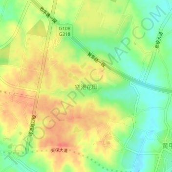 Топографическая карта 空港花田, высота, рельеф