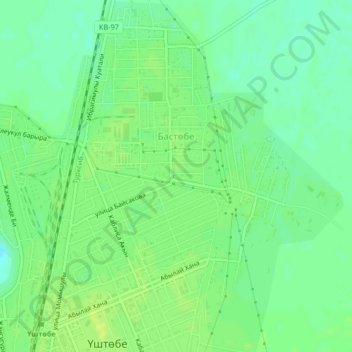 Топографическая карта Бастобе, высота, рельеф