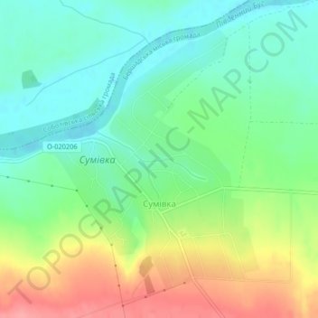 Топографическая карта Сумовка, высота, рельеф