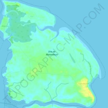 Топографическая карта Ilha do Algodoal, высота, рельеф
