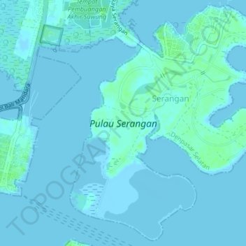 Топографическая карта Serangan Island, высота, рельеф