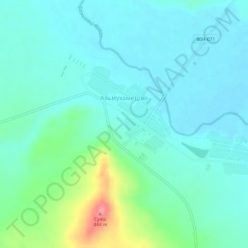Топографическая карта Альмухаметово, высота, рельеф