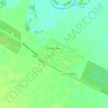 Топографическая карта Рождественка, высота, рельеф