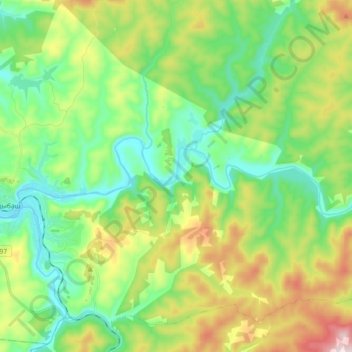 Топографическая карта Тельбес, высота, рельеф