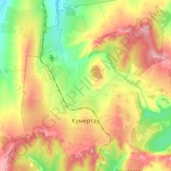 Топографическая карта Кумертау, высота, рельеф