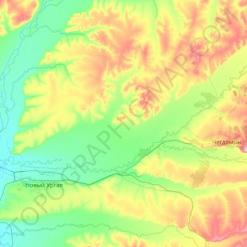 Топографическая карта Ургал, высота, рельеф