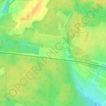 Топографическая карта Шевлягино, высота, рельеф